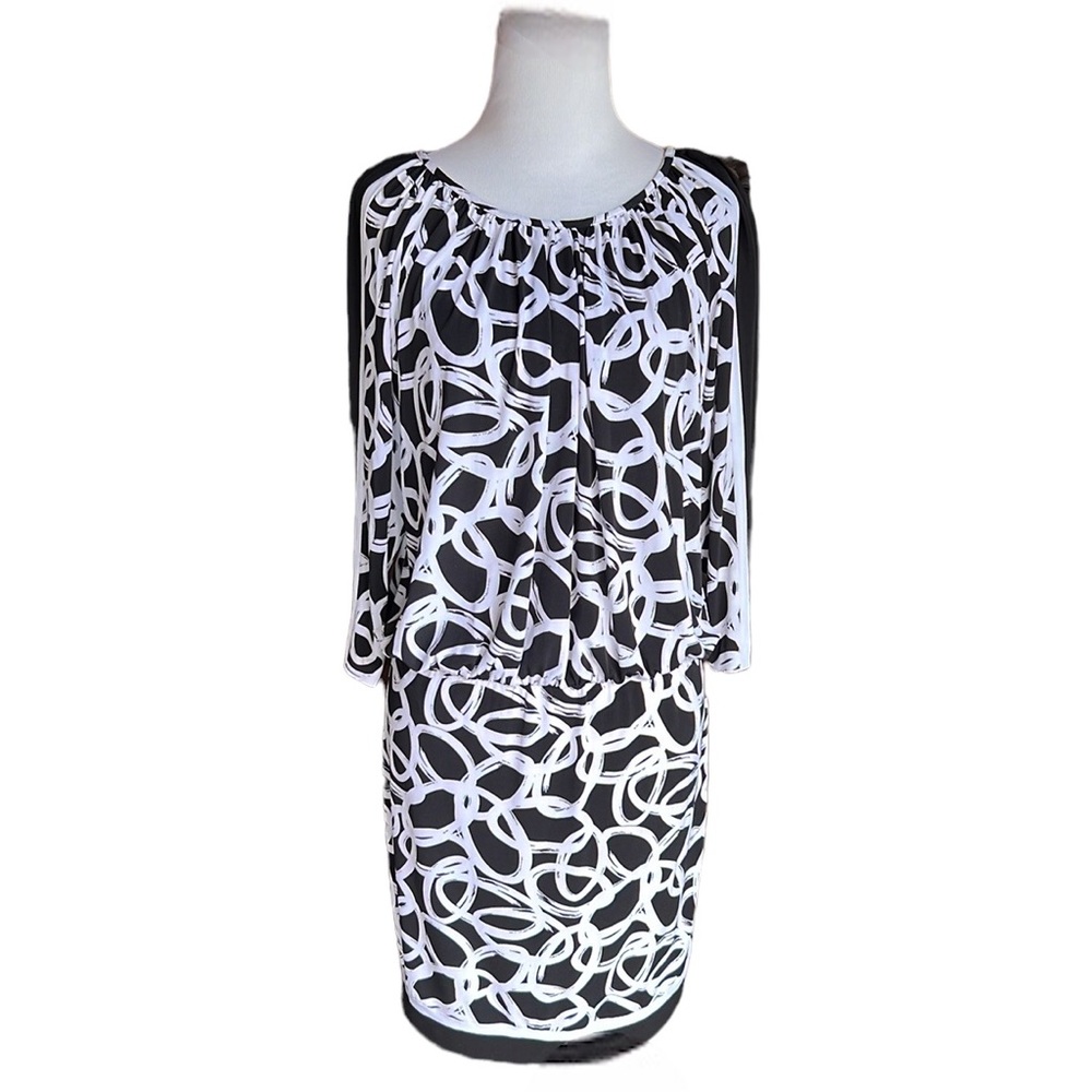 〰️Cache Black & White Dress〰️